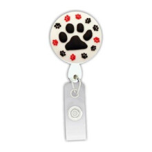 Paw Print 3D Rubber Retractable Badge Holder