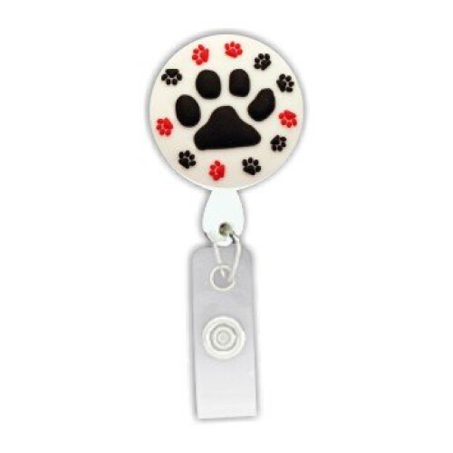 Paw Print 3D Rubber Retractable Badge Holder
