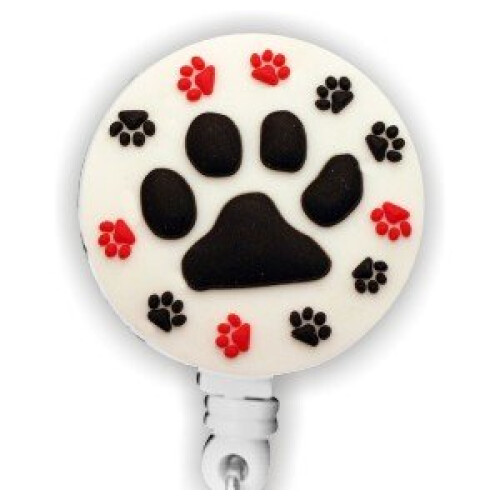 Paw Print 3D Rubber Retractable Badge Holder 1
