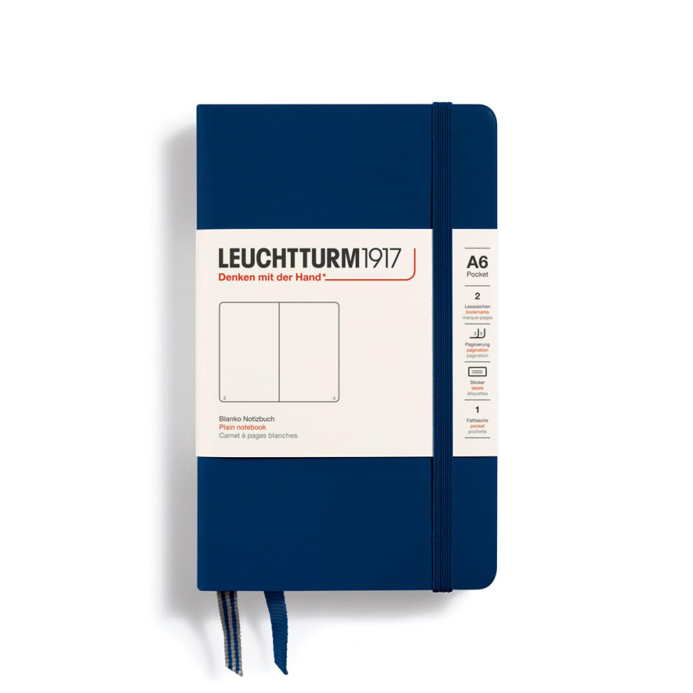 LEUCHTTURM1917 - Notebook Hardcover Pocket A6-187 Numbered Pages for Writing and Journaling (Navy  Plain)-image-OPC-PGC7BBP-NEW