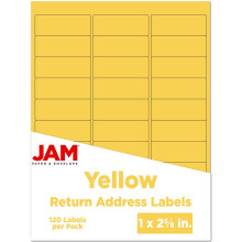 JAM PAPER Returadressetiketter - Standardpost - 1 x 2 5/8 - Gul - 120 fraktetiketter/paket