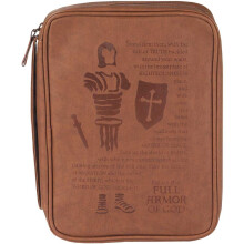 Full Armor of God bruine vinyl bijbel beschermhoes met handvat medium