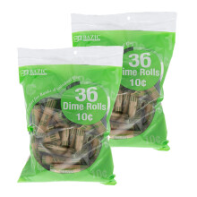 BAZIC Muntwikkelrollen - Dime Made in USA Duurzame voorgevormde wikkelrollen Papieren muntenbuizen (36/pak) 2-packs