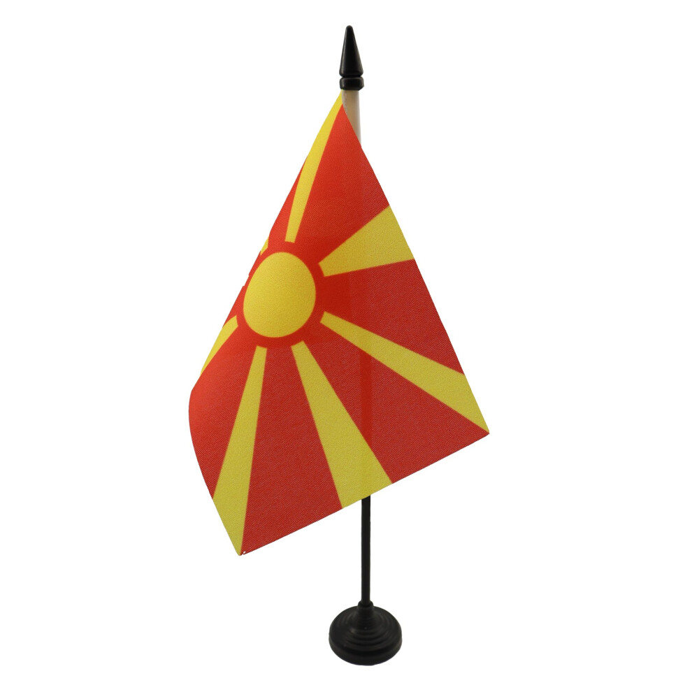 Az Flag Bandiera Da Tavolo Macedonia 15X10Cm - Piccola Bandierina Macedone 10 X 15 Cm-image
