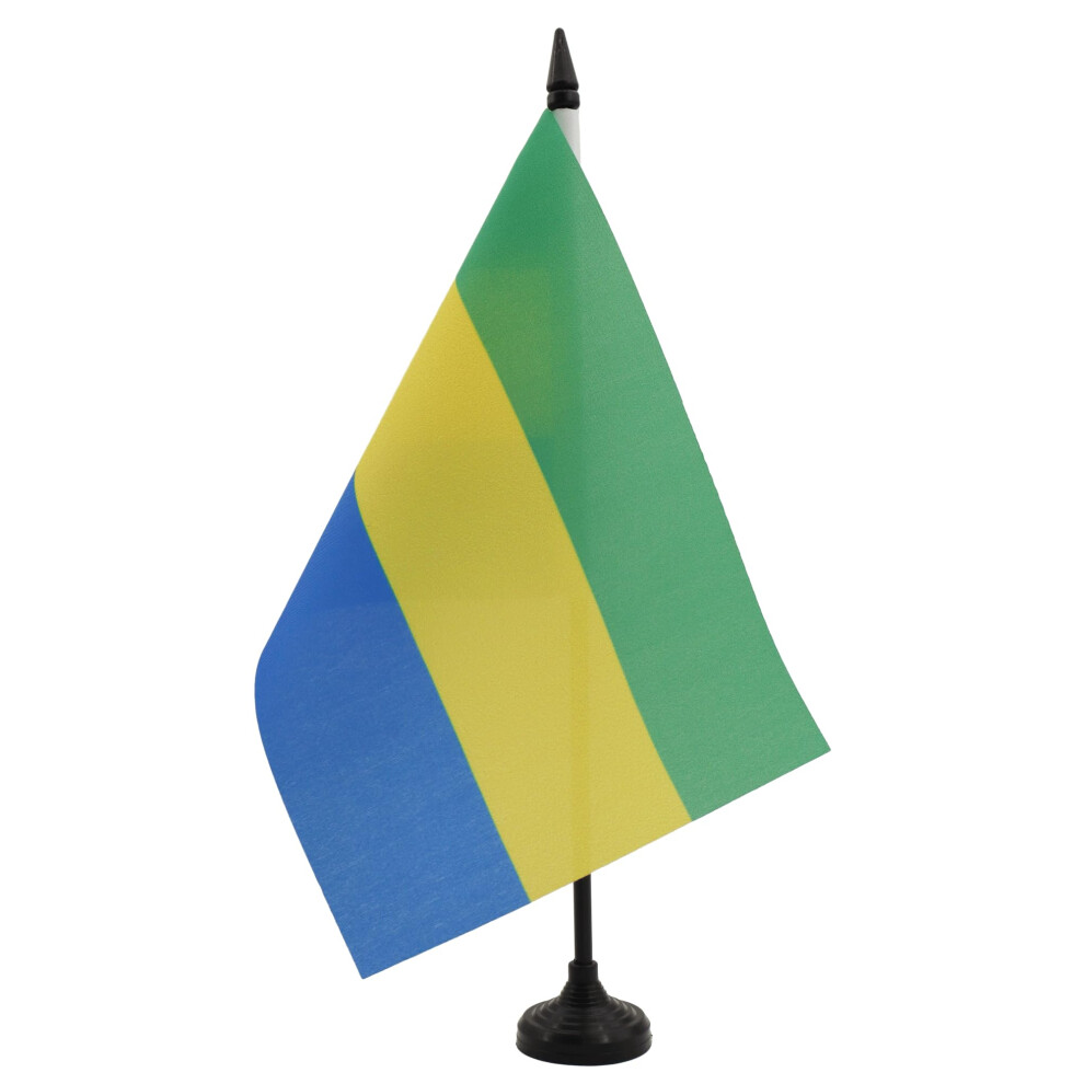 Bandiera Da Tavolo Gabon 21X14Cm - Piccola Bandierina Gabonese 14 X 21 Cm - Az Flag-image