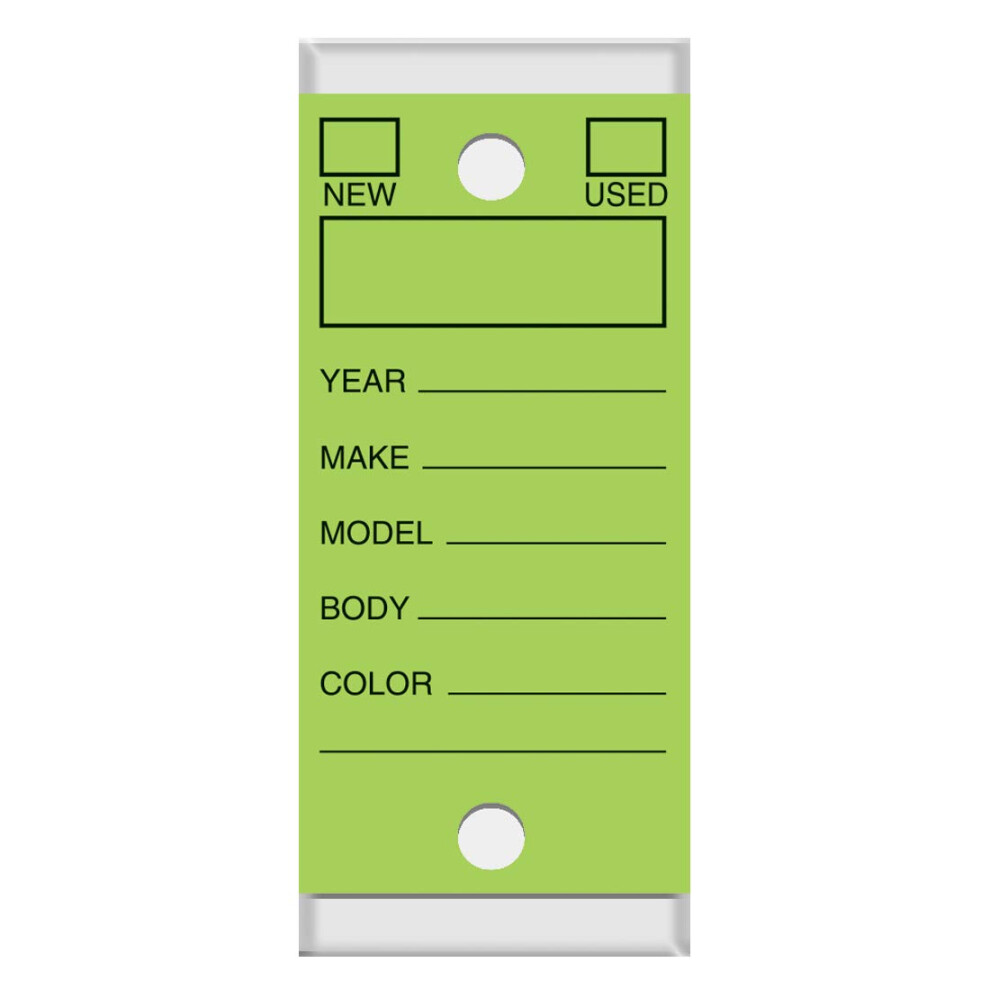 VERSA-TAGS Self Protecting Key Tags with Steel Split Key Rings 250 Solid Lime Green Tags