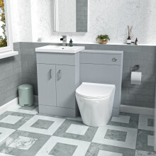 Nes Home Matte Grey 1000mm Vanity Basin WC Vanity Unit & Rimless BTW Toilet