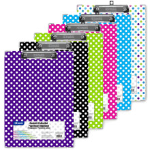 6er-Pack BAZIC-Klemmbretter aus gepunktetem Pappkarton in Standardgre mit Low-Profile-Clip (Farben knnen variieren)