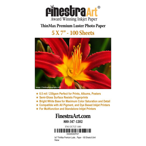 5"""" x 7"" Thinmax Premium Luster inkjetfotopapier - 100 vellen