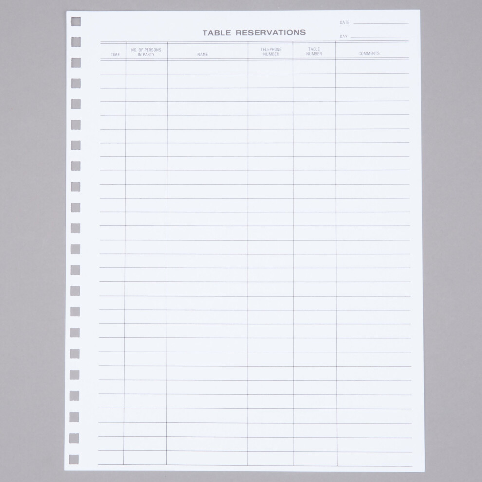 Feuilles De Remplacement Pour Carnet De R Servation Menu Solutions R020 - Paquet De 50-image