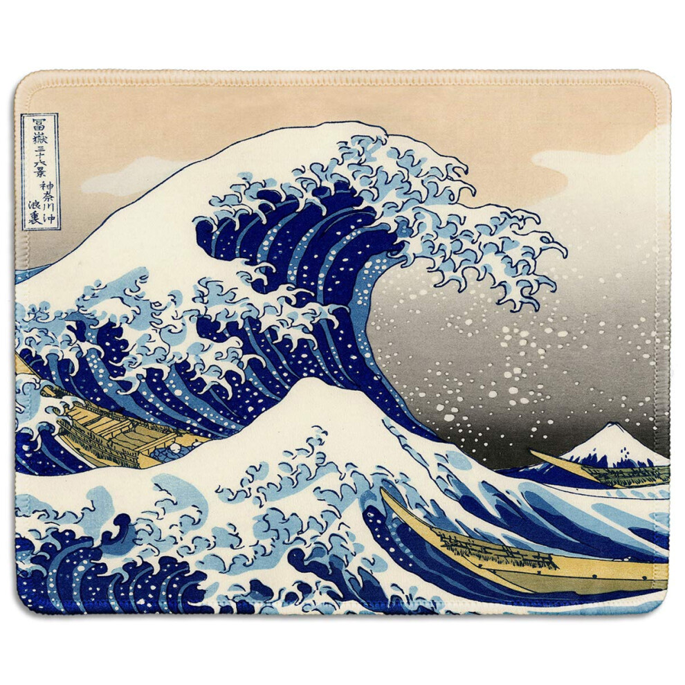 Dealzepic - Tappetino Per Mouse In Gomma Naturale, Motivo "La Grande Onda" Di Hokusai, 24 X 20 Cm-image
