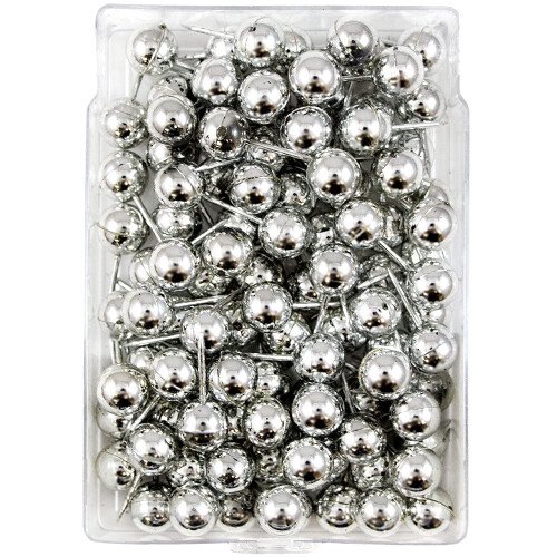 JAM PAPER Colorful Push Pins - Round Head Map Thumb Tacks - Silver PushPins - 100/Pack 2