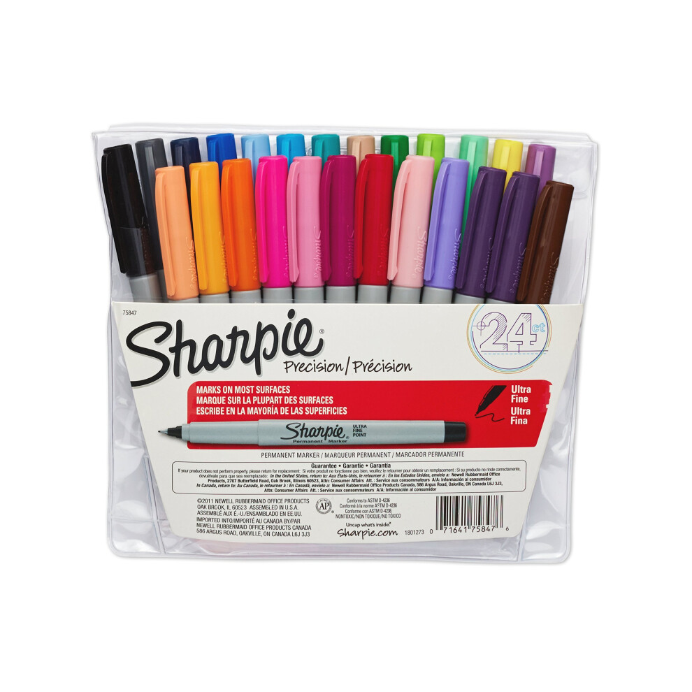 Sharpie Permanent Markers Ultra Fine Point Assorted Colors 24-Count