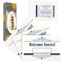 500 buste/custodie per badge Cashier Depot ""Benvenuti ospiti"" 2-3/8"""" x 3-1/2"""" Carta bianca resistente da 24 libbre 500/scatola (blu)