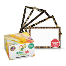 Debra Dale designer premium 3x5 indekskort | Kasse med 250 | Uruleret blank omvendt side | Unikke Black & Gold Borders (ikke-metallisk) | Heavy-D