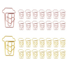 OWLFAVO 30pcs Coffee Cup Shape Paper Clips with Clear Box Rose Gold and Yellow Gold Funny Cute Paperclips Bookmarks Planner Clips for Fun Office Su
