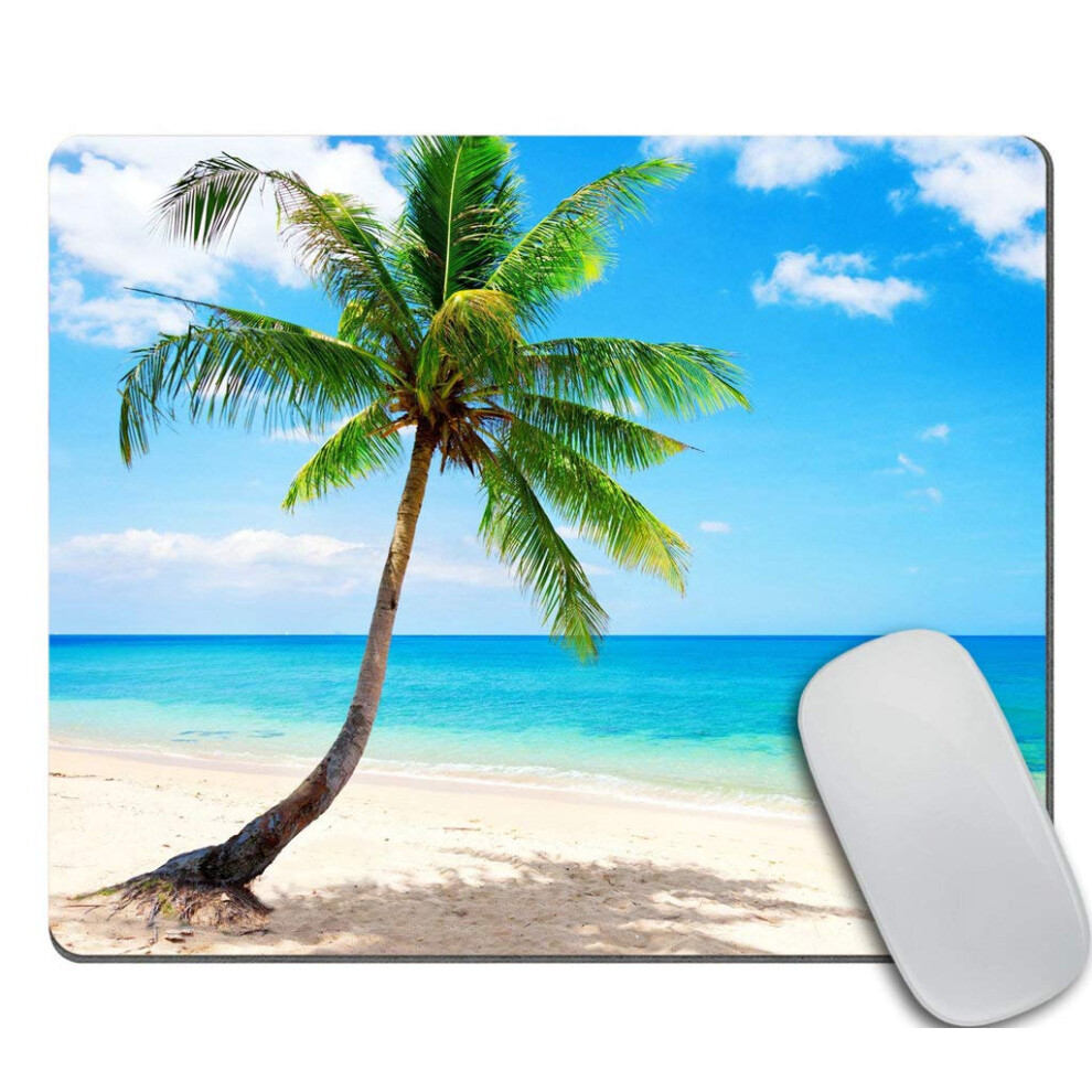 Amcove Ocean Mouse Pad Beach Seaside Palm Tree Sea And Sky Mousepad Non-Slip Rubber Gaming Mouse Pad Rectangle Mouse Pads For Computers Laptop 9 Blue 6280849573628