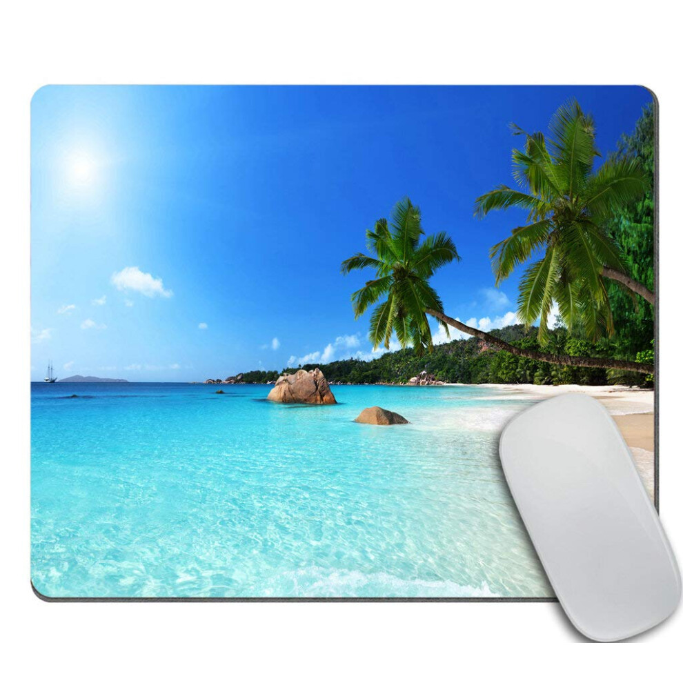 Amcove Ocean Mouse Pad Anse Lazio Beach At Praslin Island Surfing Beach Scenic View Travel Rectangle Non-Slip Rubber Mousepad 6280849575738