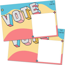 T MARIE 100 Bulk Voter Postcards 4x6 - Fun Colorful Vote Design With Blank Backside of Card to Write a Longer Message to Voters - Uncoated Cardstock