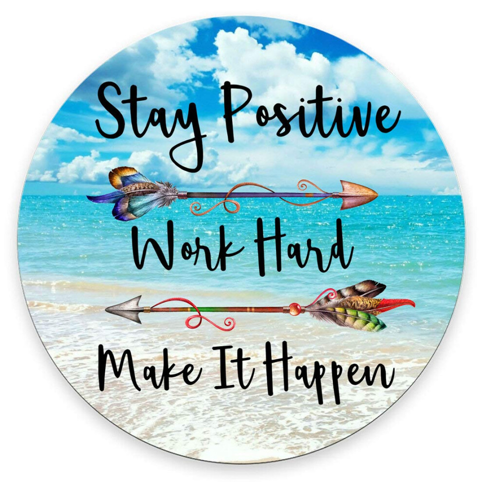 Amcove Round Gaming Mouse Pad Custom Stay Positive Work Hard And Make It Happen Inspirational Quotes Round Mouse Pad Art Glitter Quote 7.9 Blue/Black 6280849581395