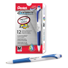 Pentel GlideWrite Kugelschreiber mit TechniFlo Tinte, (1,0mm) mittlere Linie, hellblaue Tinte, 12er Pack (BX910-S1)