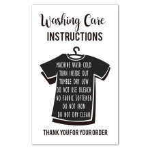 50 plejeinstruktionskort T-shirt vaskeanvisningskort - plejeinstruktionsindl?g til emballage til sm? virksomheder - Kundevejledningskort - Lille