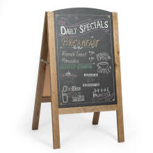 Ilyapa A-Frame Chalkboard Sidewalk Sign - Rounded Top Folding Standing Sandwich Sign for Restaurant Office Weddings - Rustic Barnwood 18 x 31.5