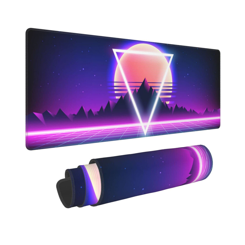 Retro Vaporwave Gaming Mouse Pad Cool Desk Mat Synthwave Neon Large Xl Long Extended Pads Big Mousepad For Home Office Decor Accessories 7779737685455