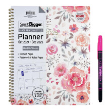PlanAhead Se IT strre oktober 2024 - december 2025 Mnedlig/ugentlig stor planlgger 8,5"""" x 11"""" og SUHEYLA Twin Fluresten Pen