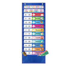 Dagligt skema lommediagram. B?rneskema lommeskema med 15 Dry-Eraser-kort. 13+1 lommer. Tidsplan lommeskema til klassev?relset og hjemmet (bl?)