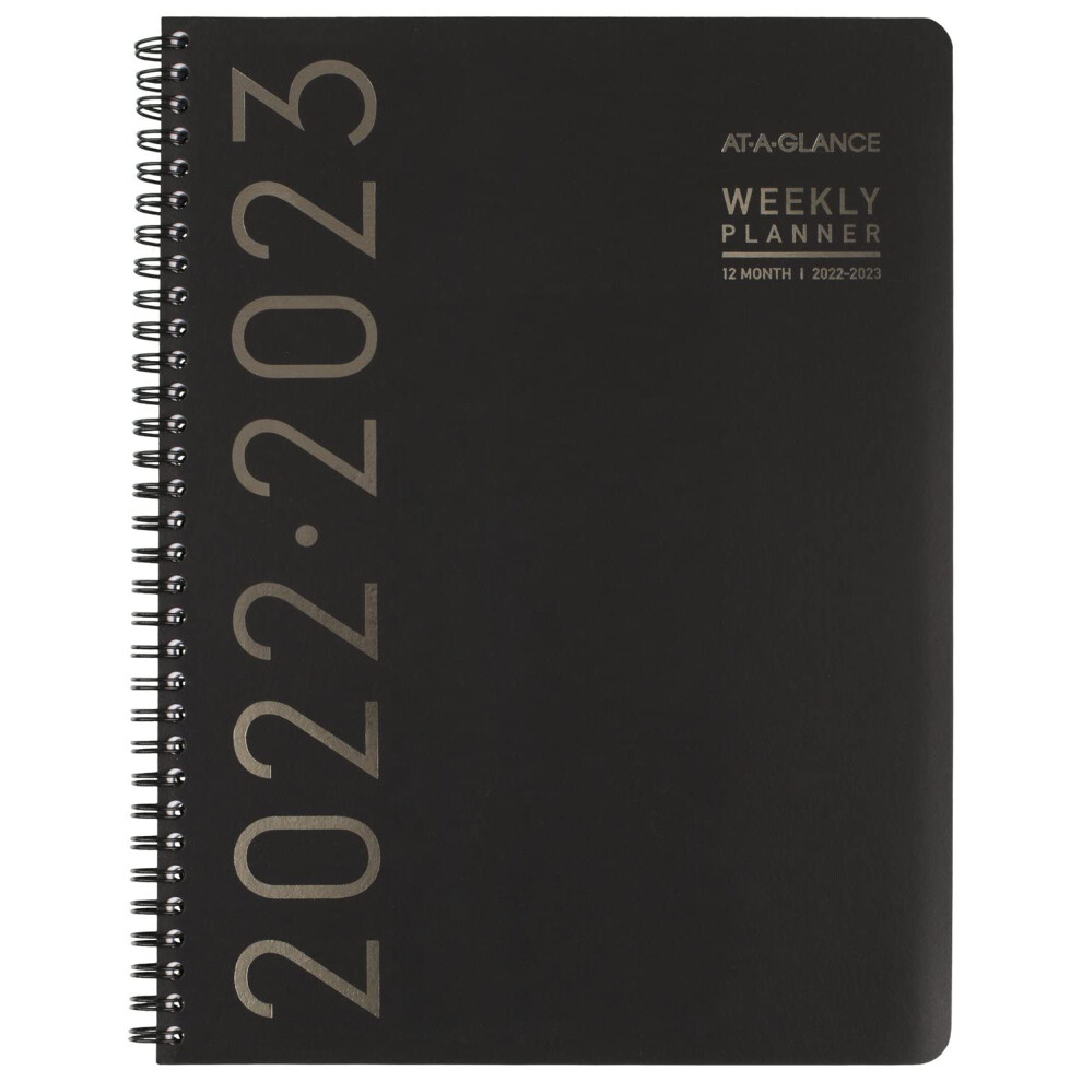 AT-A-GLANCE 2022-2023 Planner Weekly & Monthly Academic 8-1/4"" x 11"" Large Contemporary Lite Black (7057XL0523)