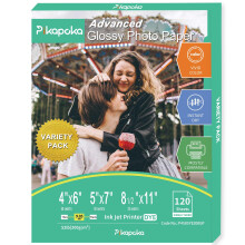 Pikapoka Glossy Fotopapier 4x6 5x7 8,5x11 120 Variatiepakket Bulk Diverse Formaten Inkjetprinter 52lb/200gsm