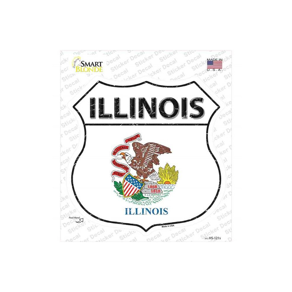 Smart Blonde Hs-121S-M Illinois Flag Novelty Highway Shield Sticker Decal - Medium 792636443770