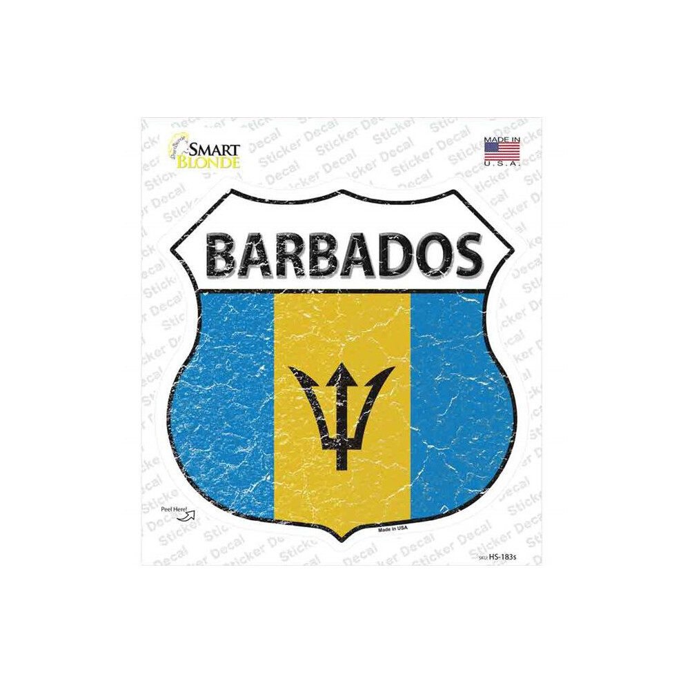 Smart Blonde Hs-183S-M Barbados Flag Novelty Highway Shield Sticker Decal - Medium 792636443657