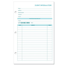 Client Data Binder Insert Cards for Hairdresser Salon Beautician Spa Nail Salons Cosmetologist etc. 5.5"""" X 8.5"""" 100 Cards Per Pack