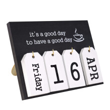 Notakia Eeuwigdurende Kalender Flip Houten Kalenderblokken Vintage Houten Blok Kalender voor Thuis Bureau Accessoires Week Maand Datumweergave (Flip