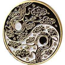 RecoveryChip Sakura Tree Cherry Blossom Ying Yang Fekete-fehr Serenity Prayer Medallion