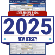 Poster zu den Arbeitsgesetzen des Staates und des Bundes von New Jersey 2024 OSHA-konform am Arbeitsplatz, einschlie lich FLSA FMLA- und EEOC-U