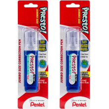 Pentel Presto! Jumbo Correction Pen  Fine Point  Metal Tip  White  12 ml/0.4 fl.oz. 2 Pack (ZL31WBP-K6)