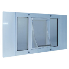 Ideal Pet Products Schiebefenster fr Haustiere aus Aluminium, verstellbar fr Fensterbreiten von 68,6 cm bis 81,3 cm, mittlere Klappengre 17,8 x 2