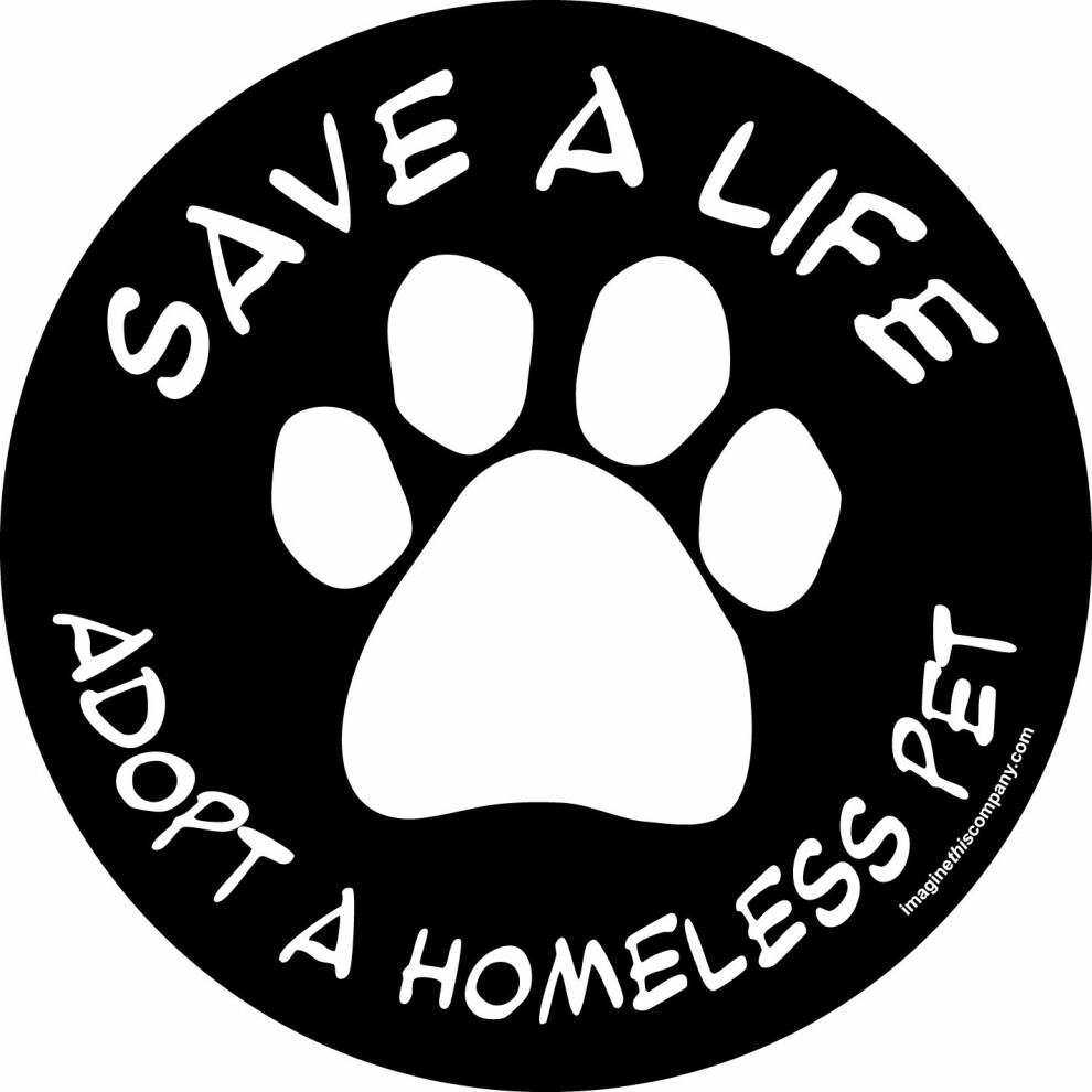 Imaginez cet aimant de voiture de 4-3/4 pouces sur 4-3/4 pouces Cercle des probl   mes sociaux Adoptez un animal sans abri Noir