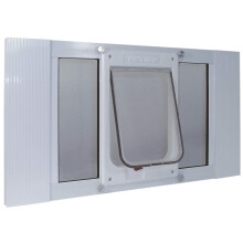 Porta per animali domestici con finestra a ghigliottina in alluminio Ideal Pet Products regolabile per adattarsi a larghezze di finestra da 33""""