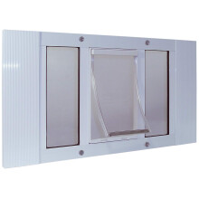 Porta per animali domestici con finestra a ghigliottina in alluminio Ideal Pet Products, regolabile per adattarsi a larghezze di finestra da 33""""