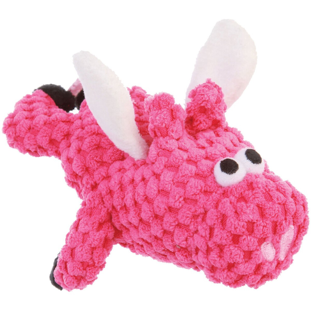 goDog Just for Me Flying Pig Checkers with Chew Guard Technology Tough Plush Dog Toy  Pink  Small