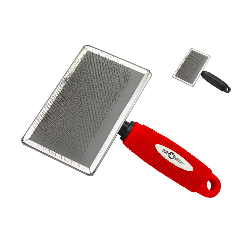 CuteNFuzzy Premium Pet Slicker Brush Red Large