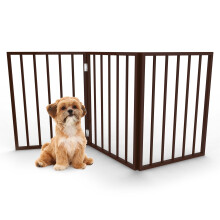 PETMAKER Cancelletto pieghevole in legno per animali domestici, barriera leggera per interni per cani/gatti di piccola taglia, marrone scuro, rec