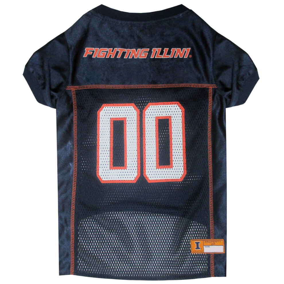 Photos - Dog Clothing Pets First NCAA College Illinois Fighting Illini Mesh Jersey for DOGS & CATS Size X-Large Licensed Dog Jersey with your Favo 