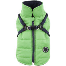 Puppia Mountaineer Winter Dog Coat with integrated harness No Pull Cold Weather Waterproof Warm Fleece Back Zipper for Small & Medium Dog GREEN XX-L