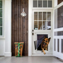 Ideal Pet Products Designer Series Ruff-Weather Haustiertr mit Teleskoprahmen, supergroe Klappengre von 38,1 x 59,9 cm
