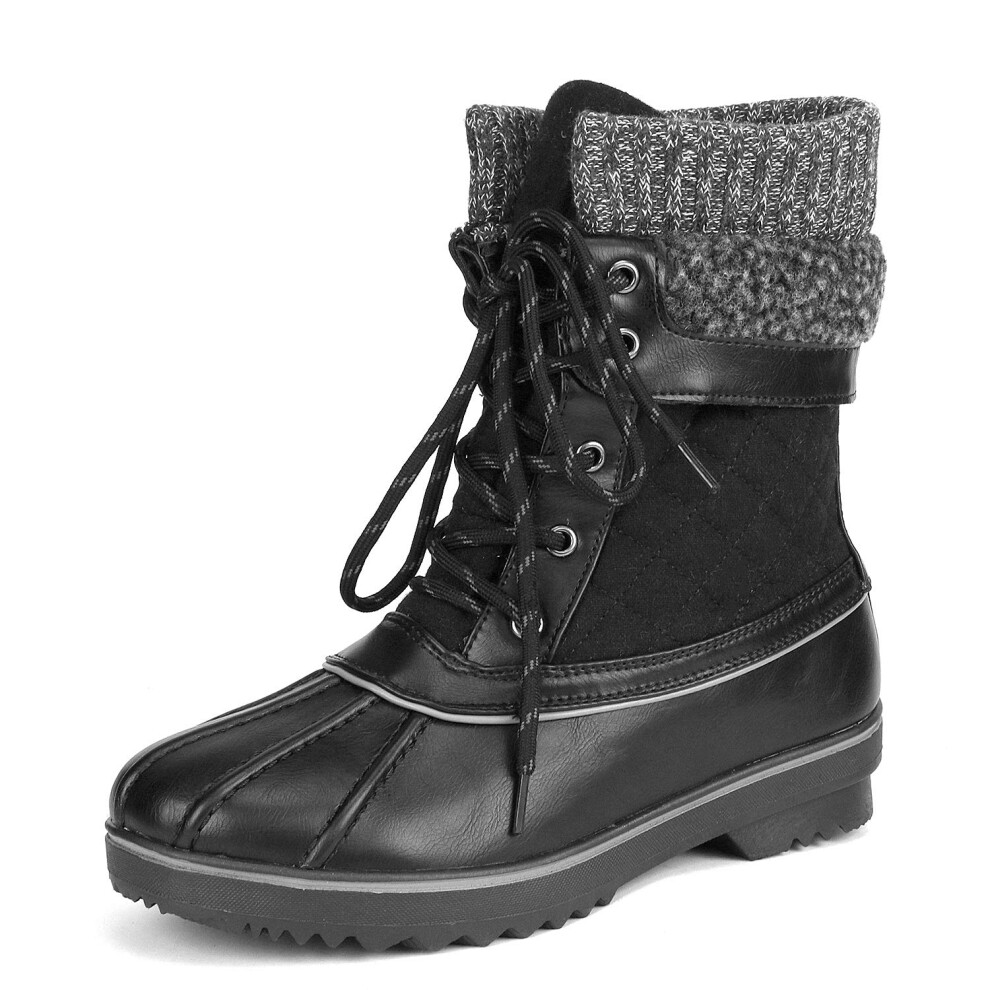 DREAM PAIRS Bottes de neige d'hiver imperm   ables mi-mollet noires pour femmes Monte_01, taille 12 M US
